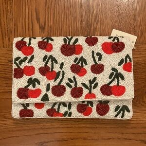 NWT Francesca's Collections Beaded Cherry Clutch